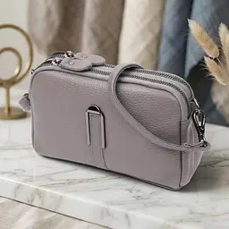 Сумка жіноча на два відділення з натуральної шкіри Vintage 22278 сіра