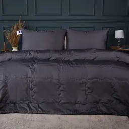 Літній постільний комплект MirSon Line Satin Premium Iron grey Eco-Soft Сімейний (2200010975420)
