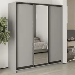 Шафа-купе тридверна MebelStar Комбо BG 2ДСП/Дзеркало 180x45x210 см Сіра мишка (MBS-9188)