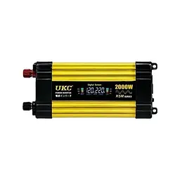 Автомобільний інвертор Жовтий / Перетворювач напруги з 12-220 V, 2000 Вт, 2хUSB