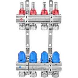 Колекторний блок з витратомірами та євроконусами Koer KR.1210-4 - 1"x4 Ways KR5266