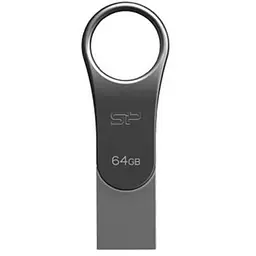 USB флеш накопичувач Silicon Power 64GB Mobile C80 Silver USB 3.2 (SP064GBUC3C80V1S) - мініатюра 1