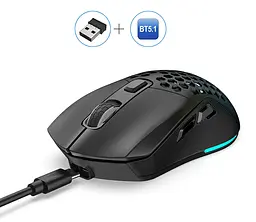 Миша бездротова HXSJ Т28 з акумулятором та RGB підсвічуванням 2,4G+Bluetooth Black - мініатюра 3