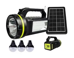 Ліхтар із сонячною батареєю GDLite GD-2000A 10W + Power Bank + 3 лампи + FM + Bluetooth + microUSB (2 режими) - мініатюра 2