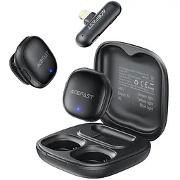 Петличний бездротовий мікрофон R1 Dual-mic Lightning Black Acefast teh0029554 - мініатюра 3