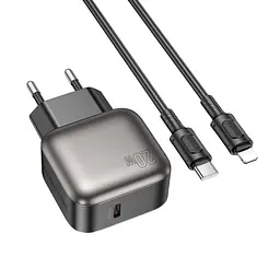 МЗП Borofone BAS53A Absolute PD20W (1USB-C) + кабель Type-C to Lightning Black - мініатюра 2