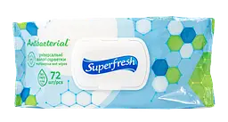 Серветка волога Superfresh Antibacterial з клапаном, 72 шт.
