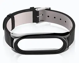 Шкіряний ремінець Primo Mijobs для фітнес-браслета Xiaomi Mi Smart Band 7 Black - мініатюра 3