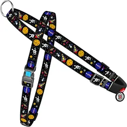 Шлея для собак Waudog Nylon NASA c QR паспортом, швидкознімна, 40-55х45-60х1,5 см (5465)