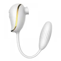 Вакуумний стимулятор з віброяйцем High End Suction Love Egg White - мініатюра 4