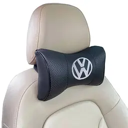 Подушка на підголовник з логотипом Volkswagen екошкіра Чорна 1 шт