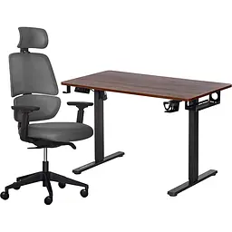 Комплект Mealux PowerDesk Lite Walnut+ Leo Air Plus Grey (EVO-201 Lite Walnut /B +Y 546 KBG)