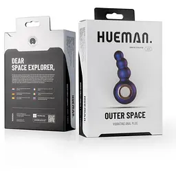 Анальна пробка з вібрацією Outer Space Hueman у вигляді ялинки з кільцем-тримачем - мініатюра 4