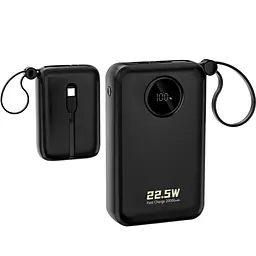 УМБ Dudao 20000mAh K14+ 22,5W PD,QC USB-A,USB-C In/Out,with built-in USB-C/Lightning cables Black - мініатюра 2