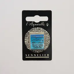 Акварельна фарба Sennelier, полукювета, S4, Церуліум блакитний з червоним тоном (Cerulean Blue Red Shade)