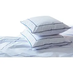 Комплект постільної білизни Ecotton Premium євро перкаль вишивка з синім кантом (25140)