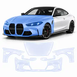 Антигравійна захисна бронеплівка за лекалами для BMW M4 G82/G83 facelift 2024- передня частина авто (капот бампер фари крила)