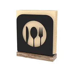 Серветниця металева Nice & Cozy Bistro Circle M для серветок 12х12 см з дерев'яною основою чорна