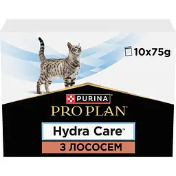 Уцінка. Набір вологий додатковий корм для дорослих котів Purina Pro Plan Hydra Care для збільшення споживання рідини з лососем 75 г х 10 шт. 