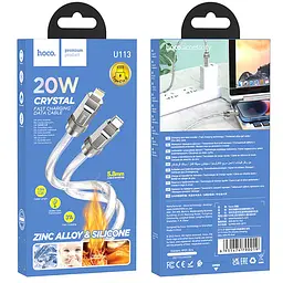 Дата кабель Hoco U113 Solid 20W Type-C to Lightning (1m) Silver - мініатюра 4