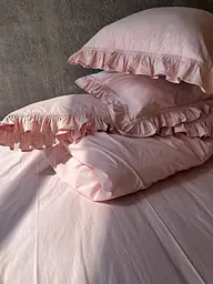 Комплект постільної білизни двоспальний з рюшами 180х200 см варена бавовна White Dream Рожевий