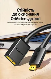 Відеоперехідник UGREEN 20134 Micro HDMI - HDMI 2.0 4K 60 Гц 0,22 м чорний (20134) - мініатюра 6