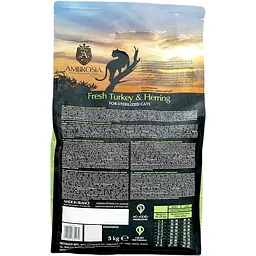 Сухий корм Ambrosia Grain Free для стерилізованих котів зі свіжою індичкою та оселедцем 5 кг - мініатюра 2