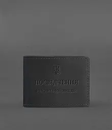 Шкіряна обкладинка для посвідчення учасника бойових дій (УБД) чорна Crazy Horse - мініатюра 2