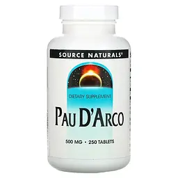 Кора мурашиного дерева Source Naturals Pau D'Arco 500 mg, 250 таблеток для підтримки печінки