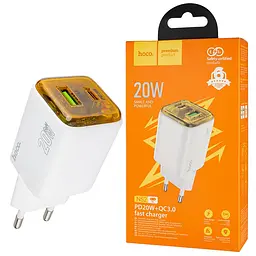 Сетевое зарядне пристрій HOCO N52 Monsoon PD20W+QC3.0 Білий (6942007630375)