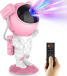 Нічник проектор AceGamer Астронавт RGB з пультом керування у вигляді зоряного неба та галактики рожевий (SKU-072)