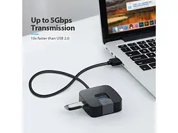 Мультипортовий адаптер Vention 4-Port USB 3.0 0.5 м Black (CHBBD) - мініатюра 4