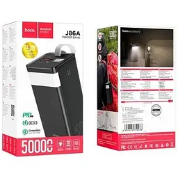 Зовнішній акумулятор Hoco Powermaster fully compatible 50000mAh J86A з лампою 22.5W чорний 6931474759238 - мініатюра 4