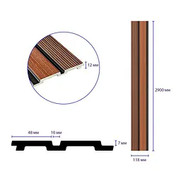 Рейка декоративна Sticker Wall PS 2900х118х12мм Теплий каштан SW-00001753 - мініатюра 3
