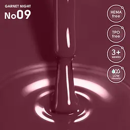 Гель-лак для нігтів 09 Garnet Night Shelly 12 мл - мініатюра 2