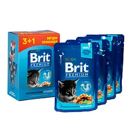 Набір вологого корму для кошенят Brit Premium Cat з куркою 3+1 х 100 г - мініатюра 2