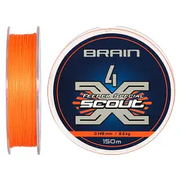 Шнур Brain Scout 4X 150 м (fluoro Orange) 0.148 мм 8.6 кг