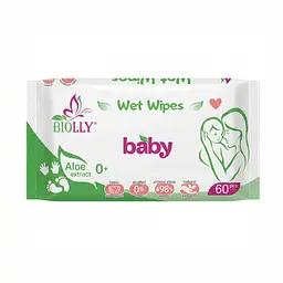 Вологі серветки для дітей Biolly Baby 60 шт. Безпечні серветки для малюків