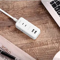 Подовжувач Aigo Power Strip 3 розетки 2 USB 1 m White AC0320 - мініатюра 7
