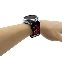 Спортивний ремінець Primo з перфорацією для годинника Samsung Gear S3 Classic SM-R770/Frontier RM-760 Black Red - мініатюра 3