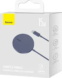 Бездротовий зарядний пристрій Baseus Simple Xiaomini3 Magnetic Wireless Charger 15W CCJJ040205 Purple - мініатюра 6