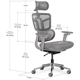 Крісло Mealux S4 Air Fabric Grey ( HF-S4 F/G) - мініатюра 3