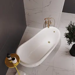 Ванна окремостояча матова Amidicon Symphony 167x78 біла з литого каменю бронзові ніжки SYMFONIYA_167_br_MAT, Білий матовий - мініатюра 3