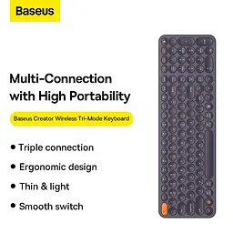 Клавіатура Baseus K01B Wireless Tri-Mode Keyboard - 3 режимна 2.4 + BT1 + BT2 сіра - мініатюра 6
