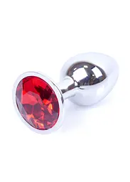 Анальна пробка Jewellery Silver Plug Red із кристалом