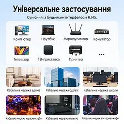 Мережевий кабель Vention 1 м патч-корд штекери RJ45 8P8C на обох кінцях Cat6 UTP швидкість передавання 1000 Мбіт/с за умови підтримки Gigabit Ethernet обома мережевими портами чорний (IBEBF) - мініатюра 9