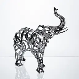 Декоративна фігурка Yiwu Elephant 25х10х25 см металева статуетка колекційна для дому напівпрозора декор на камін хром HP-7-10 - мініатюра 6
