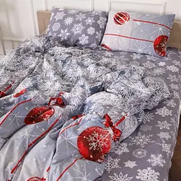 Наволочка MirSon Бязь 17-0657 Mistletoe 40х60 см сіро-червона (2200009611650) - мініатюра 2