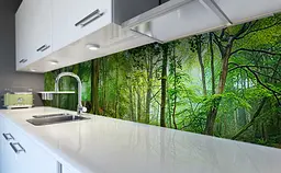 Вініловий кухонний фартух Ліс 3Д наклейка для кухні ПВХ дерева Природа Зелений Happy Pocket Z181834