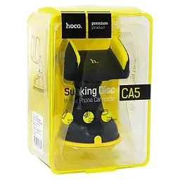 Автотримач для телефону HOCO "CA5" на присосці жорстка ніжка Black-Yellow - мініатюра 3